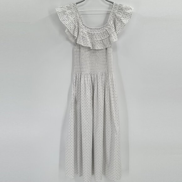 Hill House The Akilah Nap Dress size M Cotton Paisley Print White/Blue Midi - Picture 2 of 10